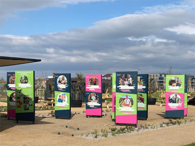 Werbepylon Präsentationswand Bundesgartenschau BuGA Mannheim Pylon